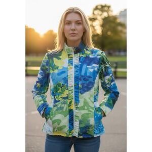 Toni Morgan Abstract Floral Print Zip Up Jacket Women's Size M